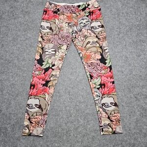 SOCIETY‎ 6 Multicolored Large Sloth Graphic Leggings Yoga Gym Workout